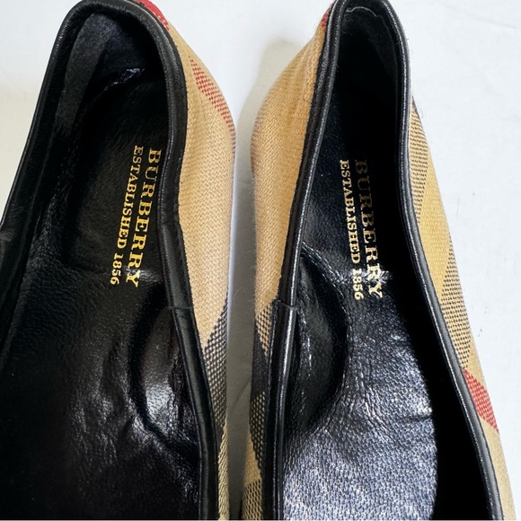 Burberry Adelle Nova Check Ballet Flats Shoes Leather Girls Cotton Logo Plaid 12 - Picture 5 of 16